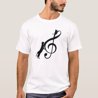 Camiseta Chat Noir Drôle Note Musique