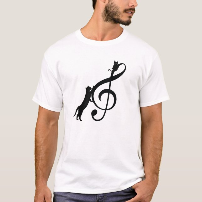 Camiseta Chat Noir Drôle Note Musique (Anverso)