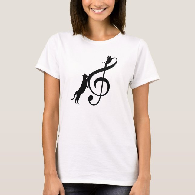 Camiseta Chat Noir Drôle Note Musique (Anverso)