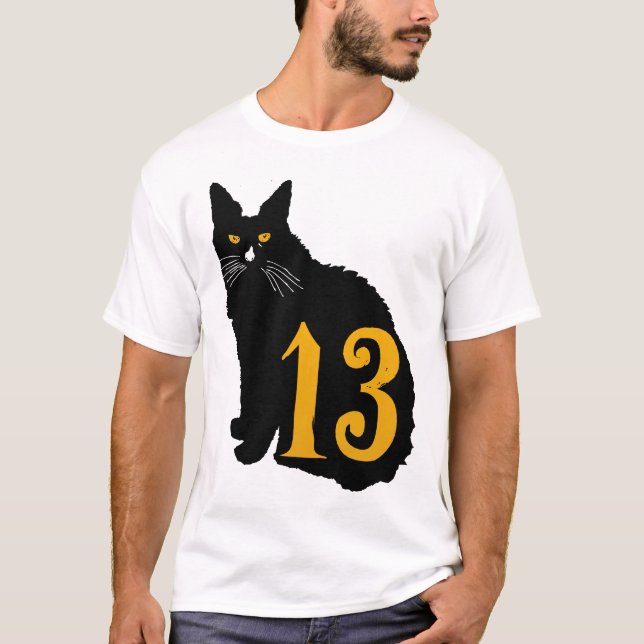 Camiseta chat noir numero old school tattoo 13 (Anverso)