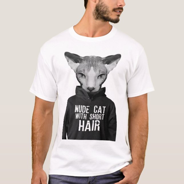 Camiseta chat nue poil ras fantaisie nue cat short hair cit (Anverso)