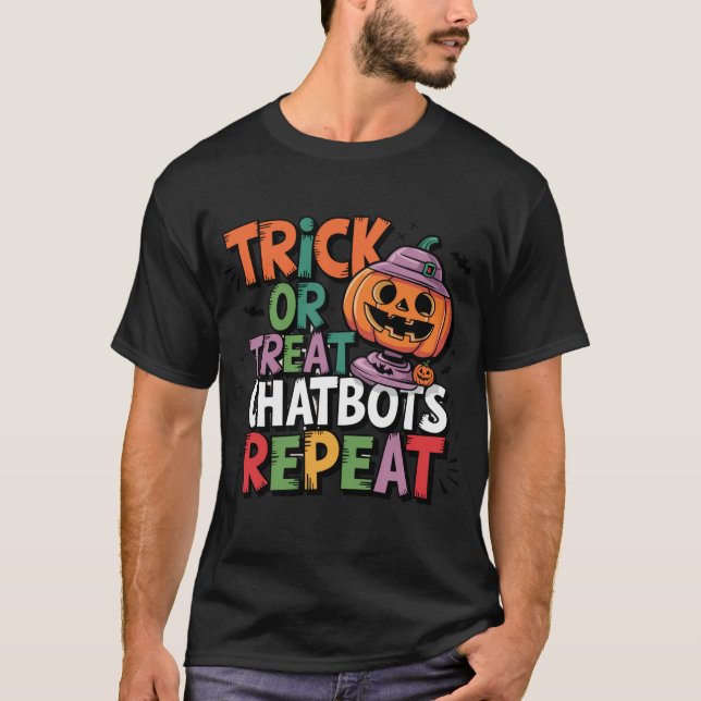 Camiseta 🤖Chatbot de Halloween IA Divertido Truco o Trato (Anverso)