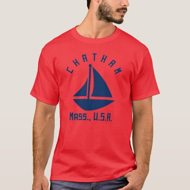 Camiseta Chatham Massachusetts Navy en barco azul te (Anverso)