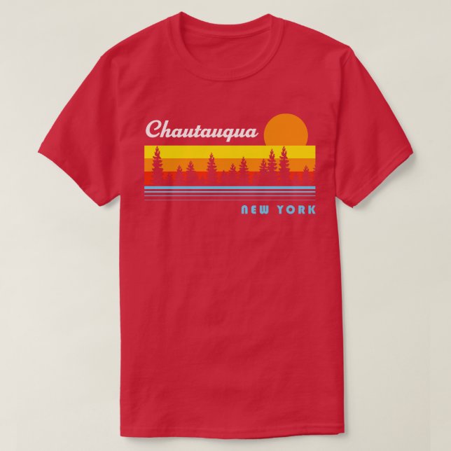 Camiseta Chautauqua Lake New York NY Pesca Retro Sunset (Diseño del anverso)
