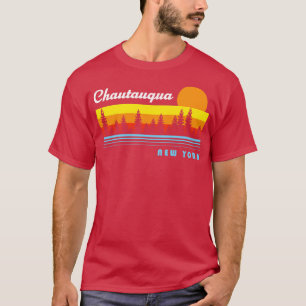 Camiseta Chautauqua Lake New York NY Pesca Retro Sunset