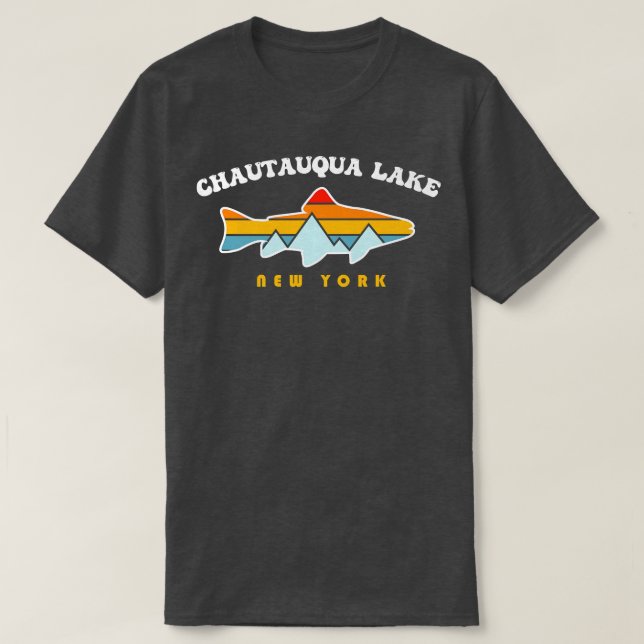Camiseta Chautauqua Lake New York NY Pesca Retro Sunset (Diseño del anverso)