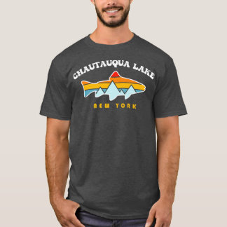 Camiseta Chautauqua Lake New York NY Pesca Retro Sunset