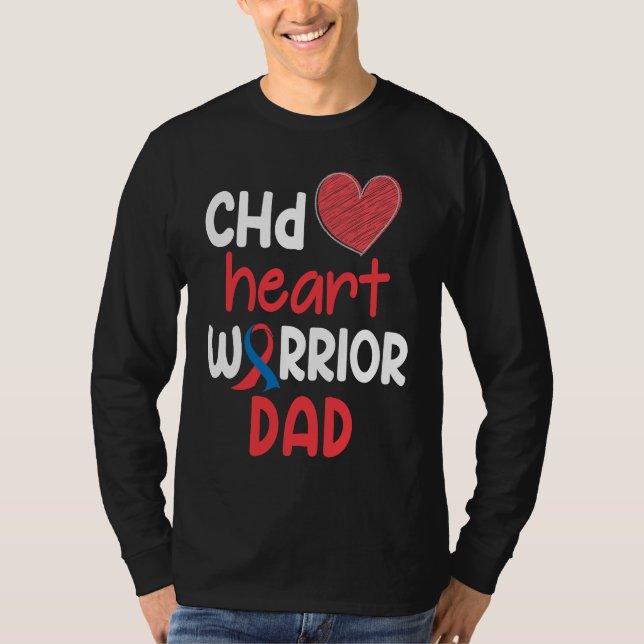 Camiseta CHD Heart Disease Warrior Proud DAD Awareness Ribb (Anverso)
