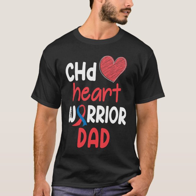 Camiseta CHD Heart Disease Warrior Proud DAD Awareness Ribb (Anverso)
