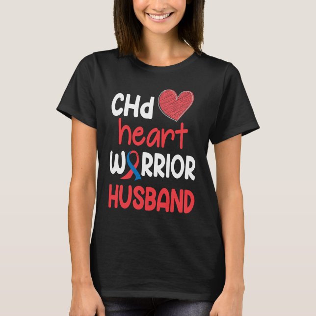 Camiseta CHD Heart Disease Warrior Proud Husband Awareness  (Anverso)