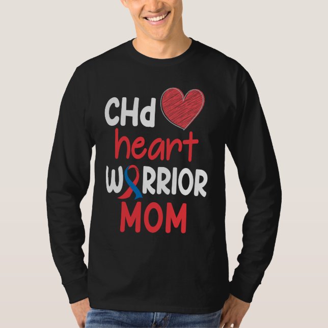 Camiseta CHD Heart Disease Warrior Proud MOM Awareness Ribb (Anverso)