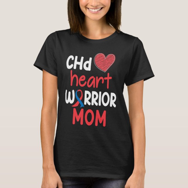 Camiseta CHD Heart Disease Warrior Proud MOM Awareness Ribb (Anverso)