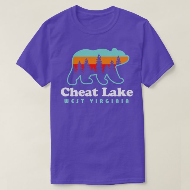 Camiseta Cheat Lake West Virginia Camping Bear Retro (Diseño del anverso)