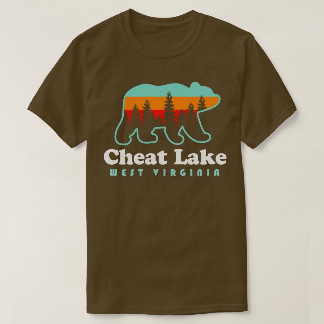 Camiseta Cheat Lake West Virginia Camping Bear Retro (Diseño del anverso)