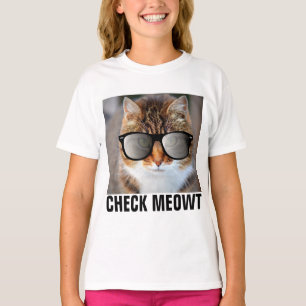 Camiseta CHECK MEOWT CAT con gafas de sol, niños Chicas
