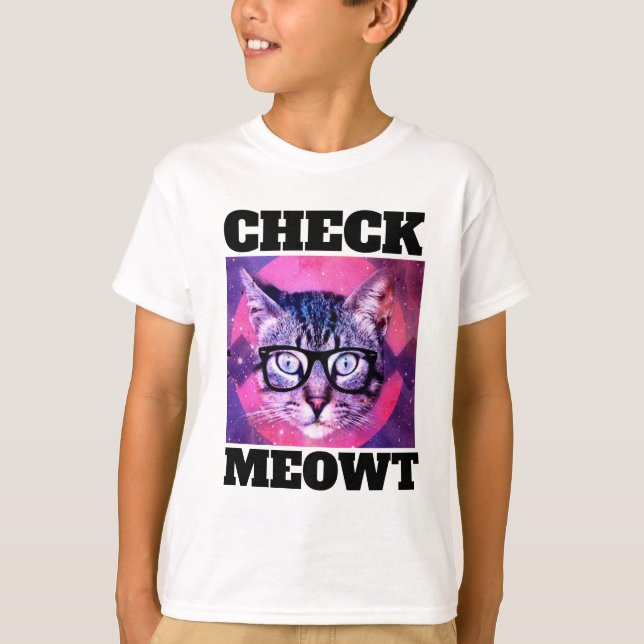 CAMISETA CHECK MEOWT FUNNY CAT BOYS KIDS T-SHIRS (Anverso)