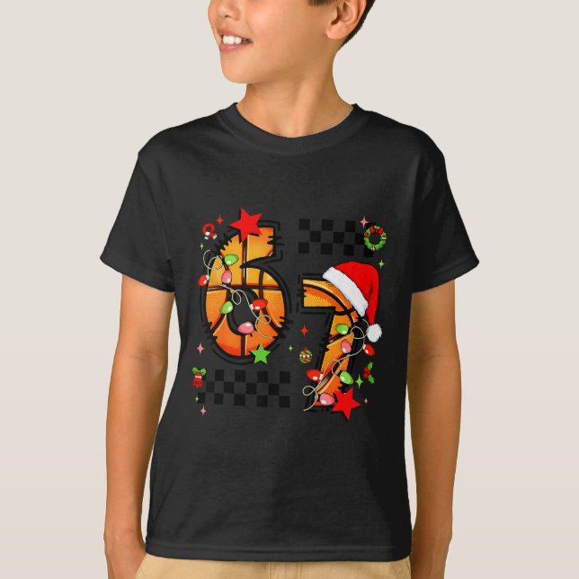 Camiseta Checkered 67 Basketball Santa Hat Christmas Six Se (Anverso)