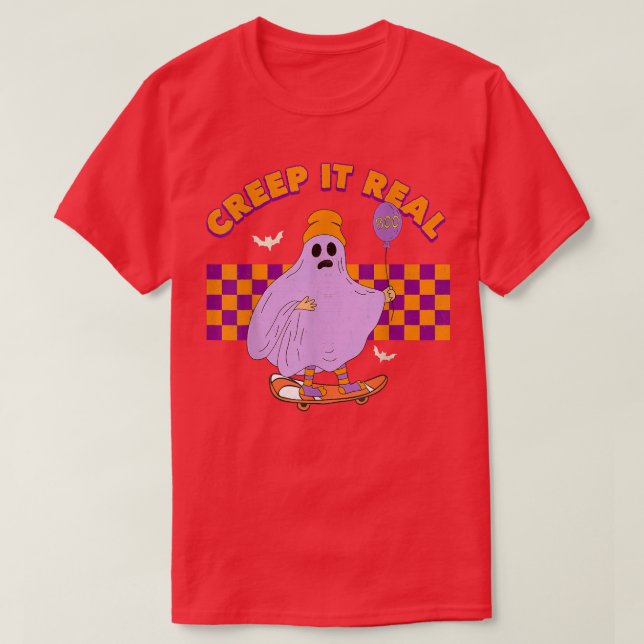Camiseta Checkered Ghost Skateboard Creep It Real Funny Hal (Diseño del anverso)