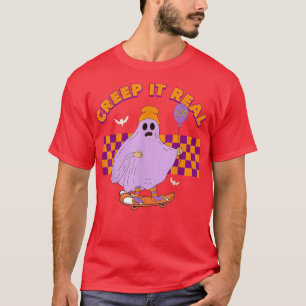 Camiseta Checkered Ghost Skateboard Creep It Real Funny Hal