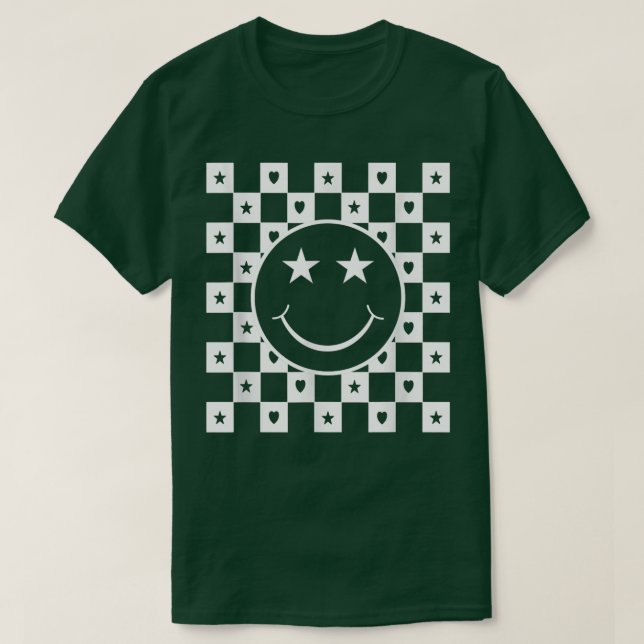 Camiseta Checkered Happy Smiling Face Graphic Funny  (Diseño del anverso)