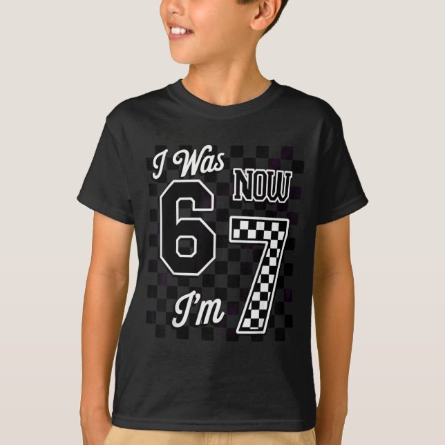 Camiseta Checkered I Was 6 Now I'm 7 Birthday Seven Years O (Anverso)