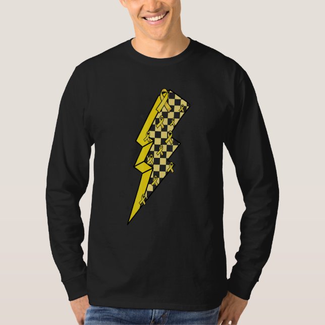 Camiseta Checkered Lightning Yellow Ribbon Spina Bifida Awa (Anverso)