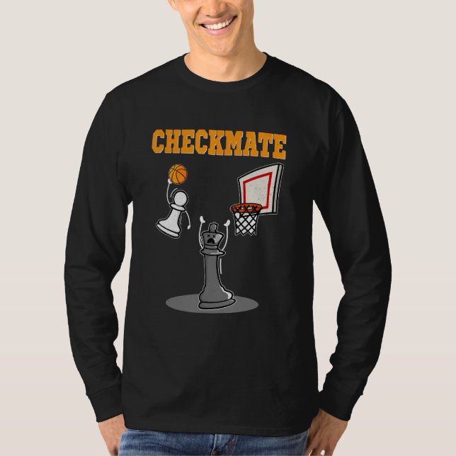 Camiseta Checkmate Pawn Basketball Dunk On King Chess Game  (Anverso)