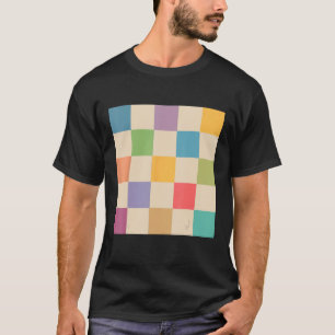 Camiseta Checo estético de tablero de ajedrez de color Retr