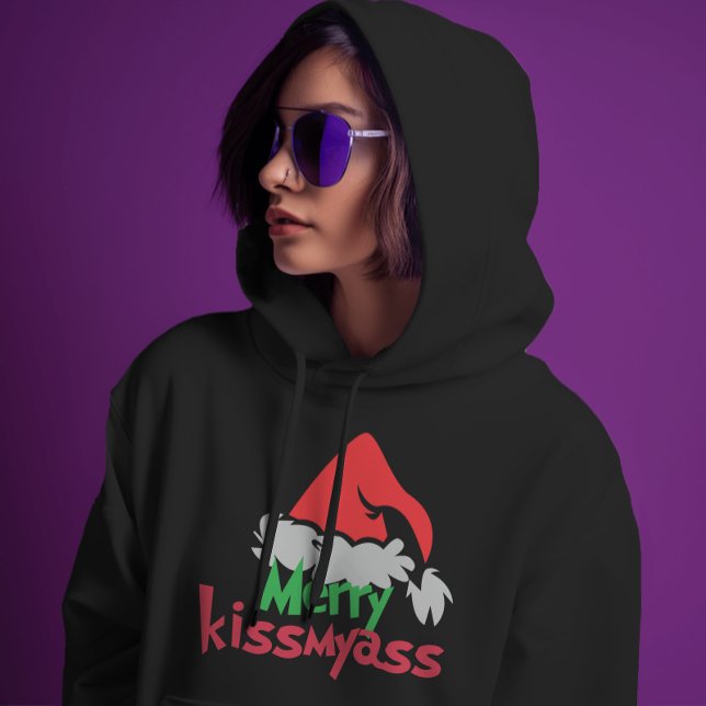 Camiseta Cheeky Holiday Cheer Tee (Funny Xmas hoodie – stay warm and salty with this “Merry Kissmyass” holiday design)
