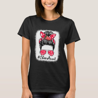 Camiseta Cheer Aunt Life Messy Bun Cheerleader Mothers Day 