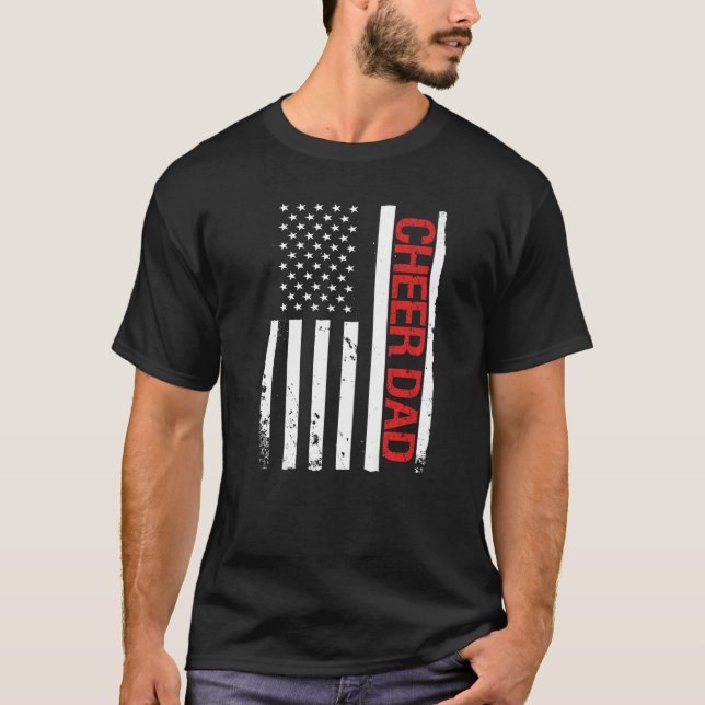Camiseta Cheer Dad USA American Flag Cheerleading (Anverso)