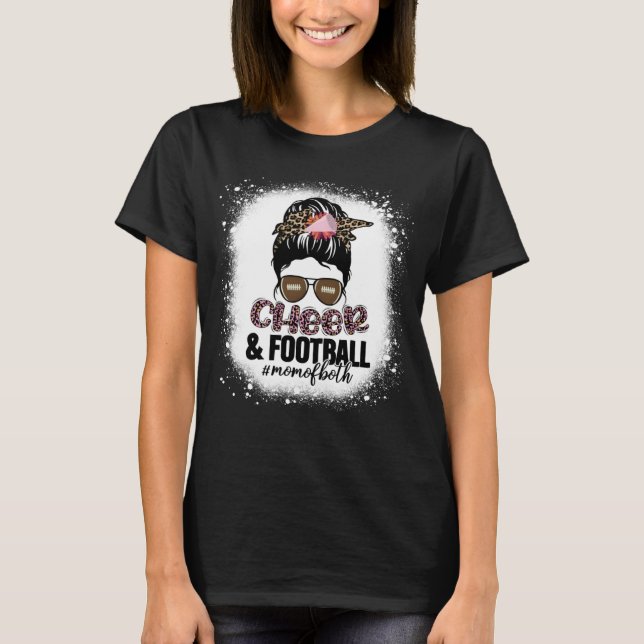Camiseta Cheer Football Cheerleading Mom Of Both Messy Hair (Anverso)