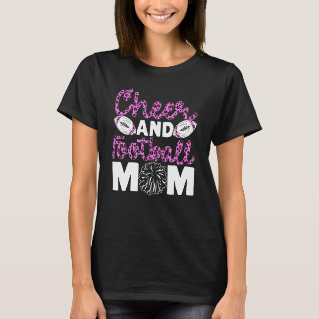 Camiseta Cheer Football Mom Leopard Pattern Football Cheer  (Anverso)