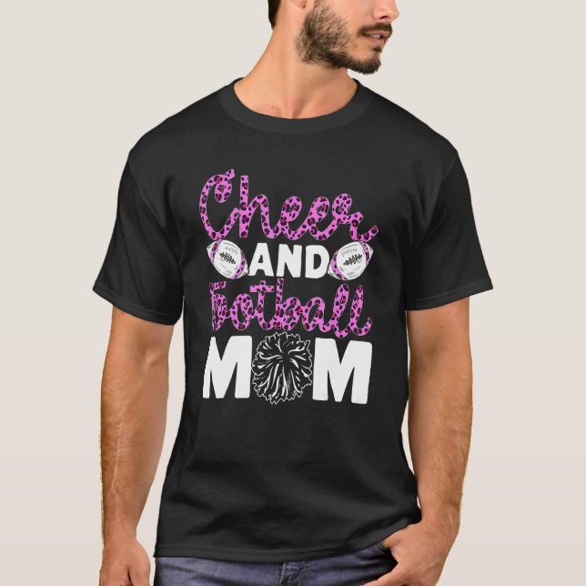 Camiseta Cheer Football Mom Leopard Pattern Football Cheer  (Anverso)