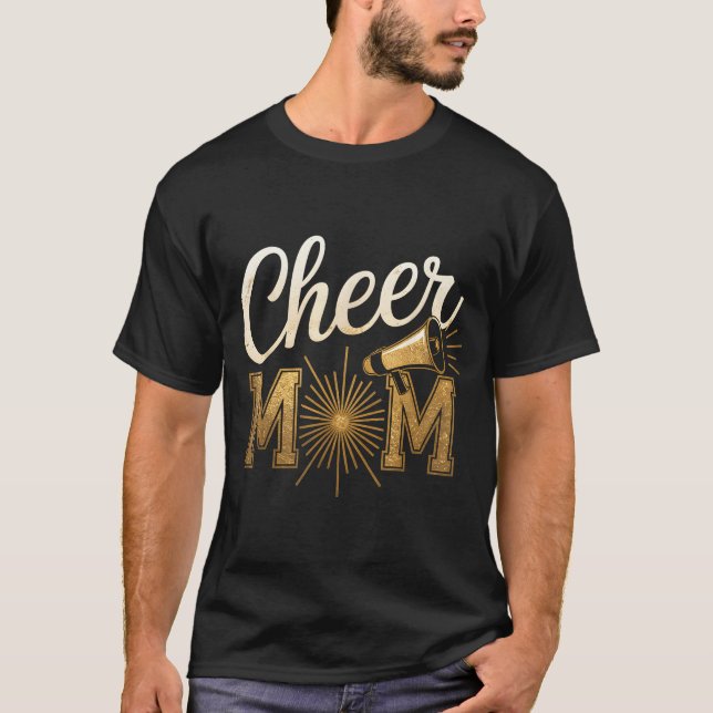 Camiseta Cheer Gold Cheerleader Cheerleading Mom Game Day D (Anverso)