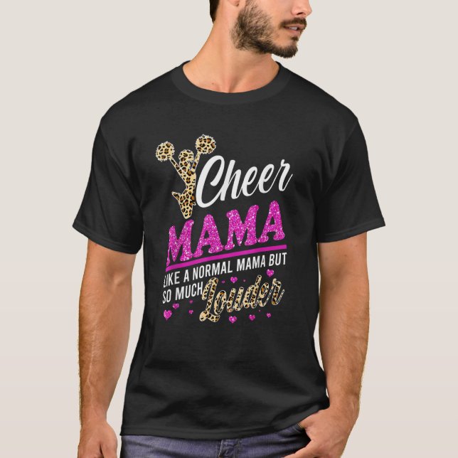 Camiseta Cheer Mama Biggest Fan Leopard Print And Pom Pom 1 (Anverso)