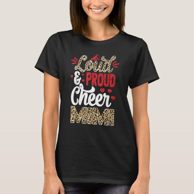 Camiseta Cheer Mimi Biggest Fan Leopard Print And Pom Pom (Anverso)