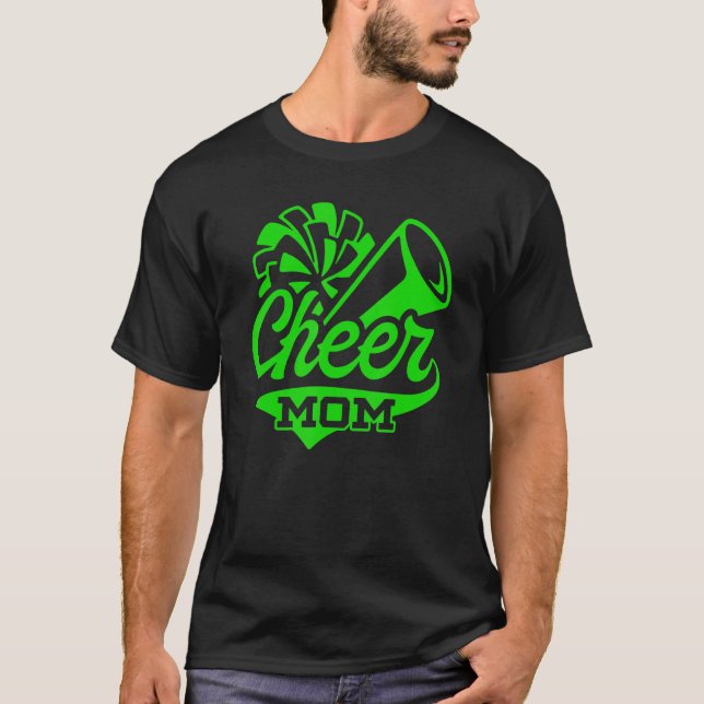 Camiseta Cheer Mom Biggest Fan Leopard Print Black And Gree (Anverso)