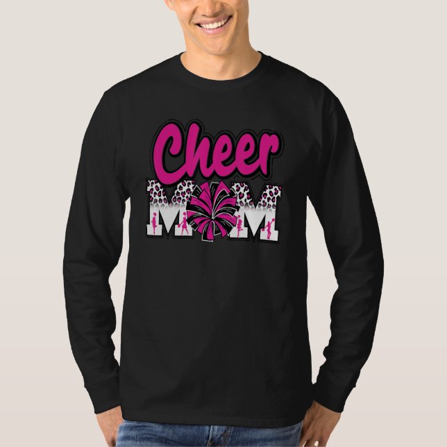 Camiseta Cheer Mom Hot Pink Black Leopard Letters Cheer Pom (Anverso)