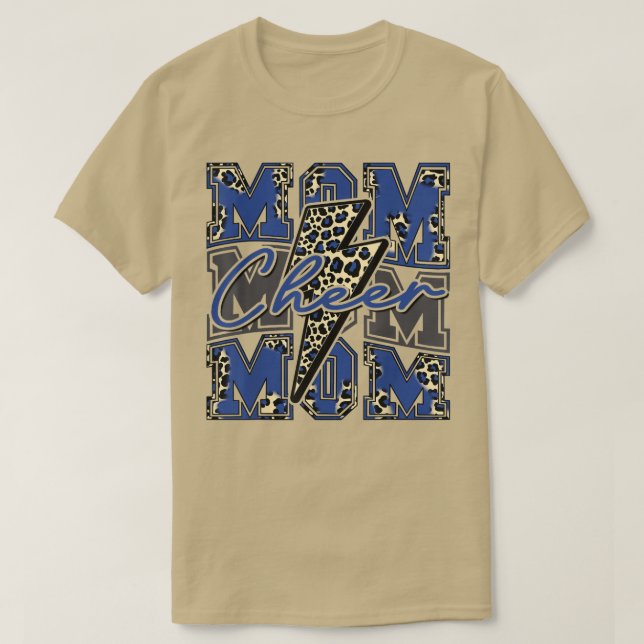 Camiseta Cheer Mom Lightning Bolt Cheer Leopard Blue (Diseño del anverso)