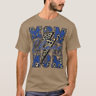 Camiseta Cheer Mom Lightning Bolt Cheer Leopard Blue
