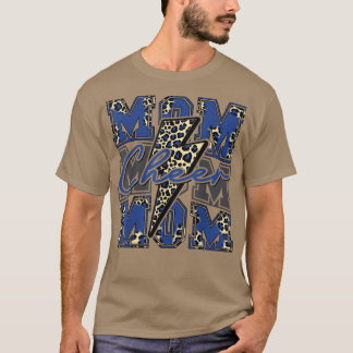 Camiseta Cheer Mom Lightning Bolt Cheer Leopard Blue