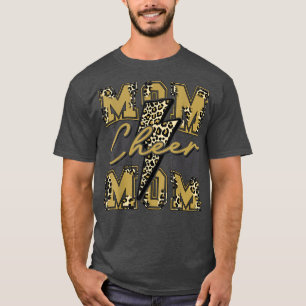Camiseta Cheer Mom Lightning Bolt Cheer Leopard Gold