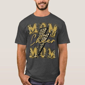 Camiseta Cheer Mom Lightning Bolt Cheer Leopard Gold