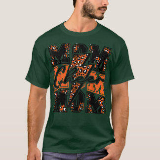 Camiseta Cheer Mom Lightning Bolt Cheer Leopard Naranja Bla