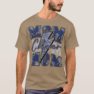Camiseta Cheer Mom Lightning Bolt Cheer Leopard Navy Blue