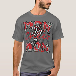 Camiseta Cheer Mom Lightning Bolt Cheer leopard Red