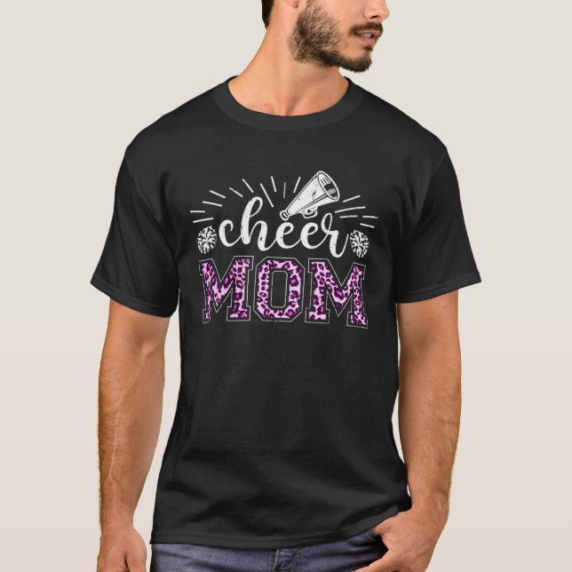 Camiseta Cheer Mom Pink Leopard Print Proud Cheerleader Mot (Anverso)