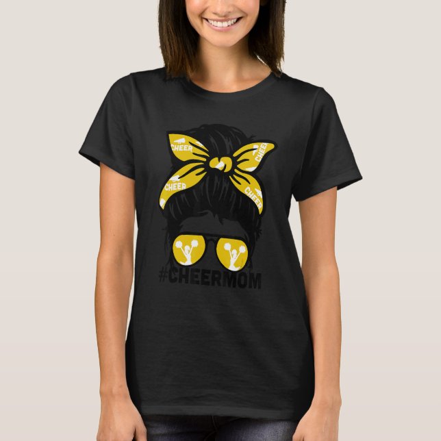 Camiseta Cheer Mother Mama Gold Megaphone Cheerleading Mom  (Anverso)