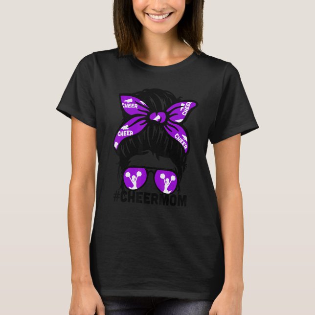 Camiseta Cheer Mother Mama Puple Megaphone Cheerleading Mom (Anverso)